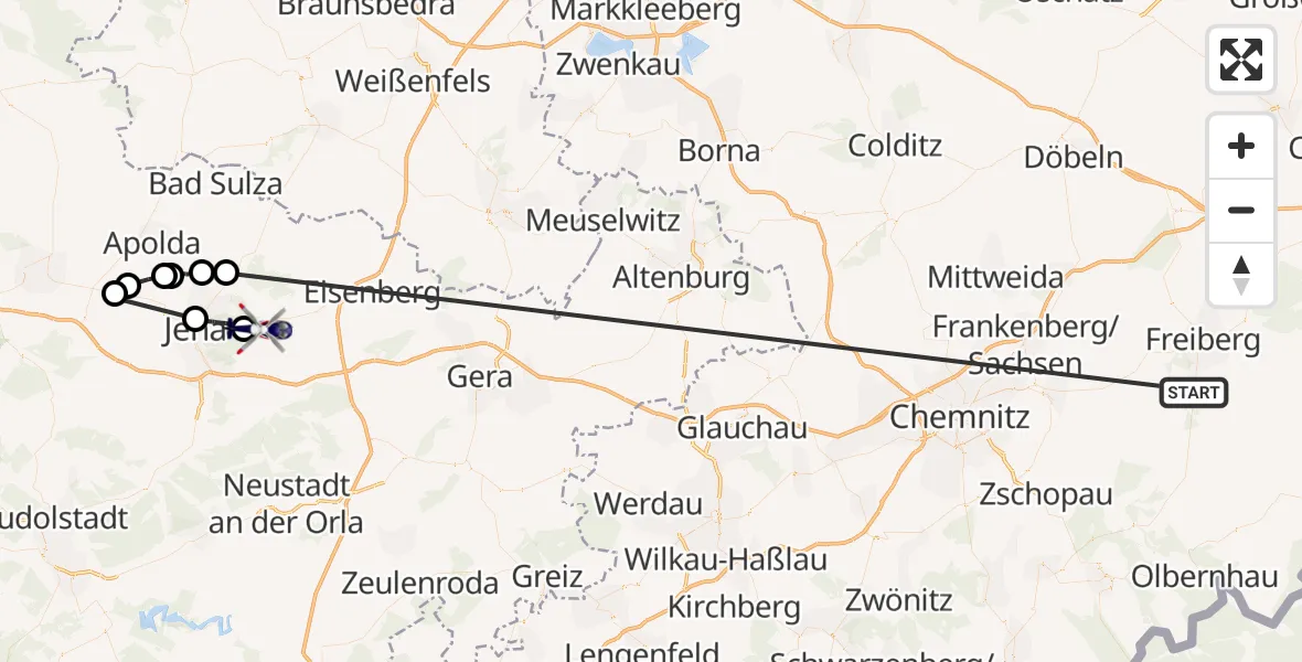Flugroute Polizeihubschrauber Brand-Erbisdorf - Großlöbichau, 14 August 2026, 14:58