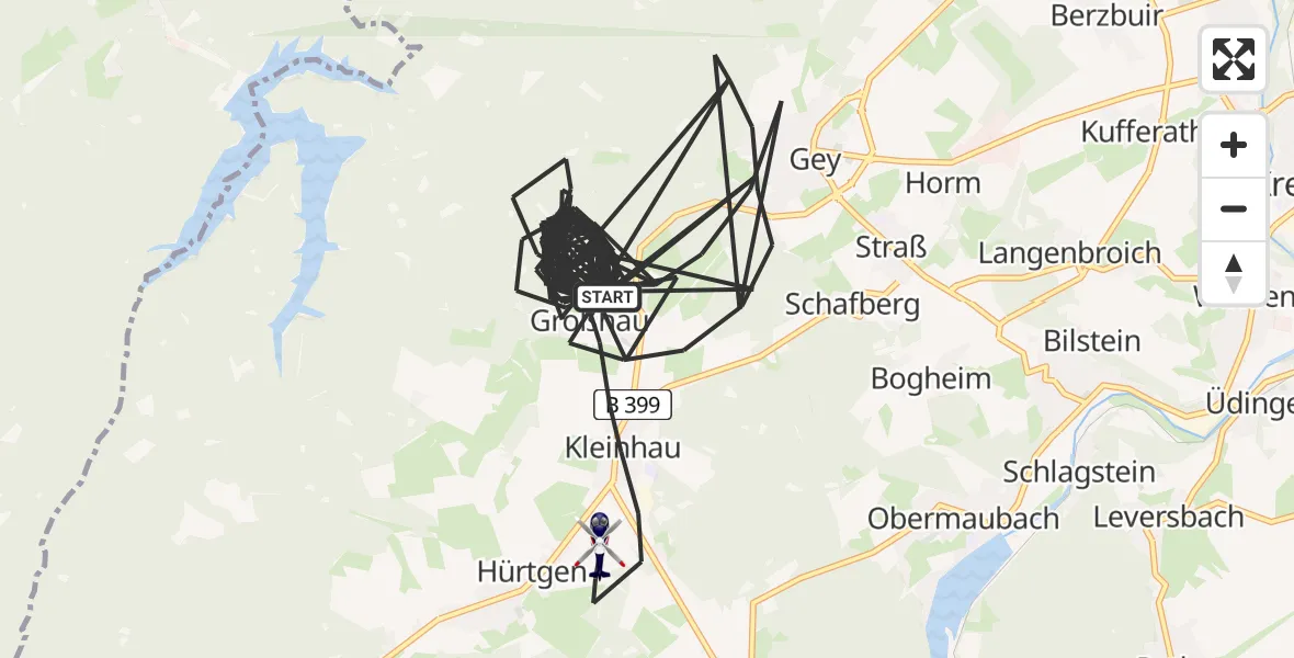Flugroute Polizeihubschrauber Hürtgenwald - Hürtgenwald, 14 August 2026, 15:19