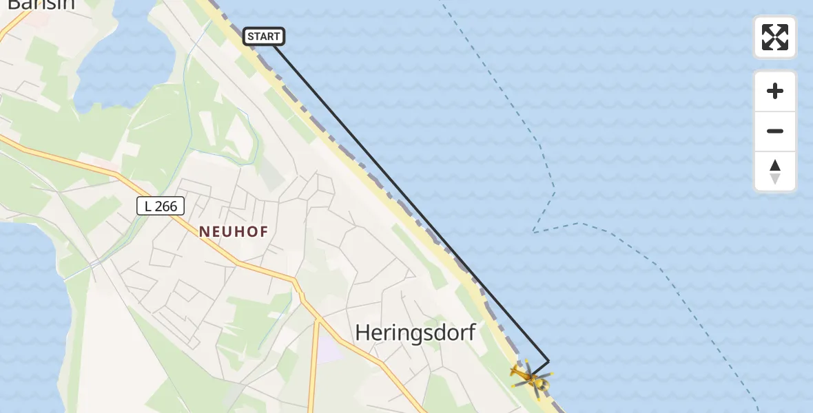 Flugroute Rettungshubschrauber Heringsdorf - Heringsdorf, 14 August 2026, 15:20