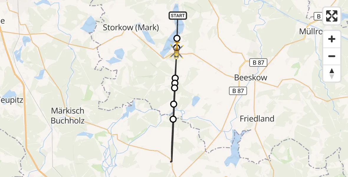 Flugroute Rettungshubschrauber Bad Saarow - Rietz-Neuendorf, 14 August 2026, 15:59