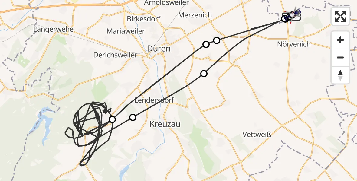 Flugroute Polizeihubschrauber Militärflugplatz Nörvenich - Militärflugplatz Nörvenich, 14 August 2026, 15:59