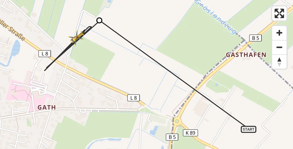 Flugroute Ambulanzhubschrauber Risum-Lindholm - Niebüll, 14 August 2026, 16:42