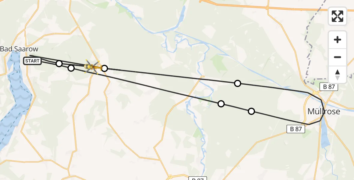 Flugroute Rettungshubschrauber Bad Saarow - Rietz-Neuendorf, 14 August 2026, 17:09
