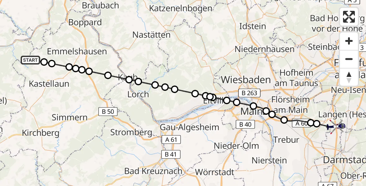 Flugroute Polizeihubschrauber Lieg - Erzhausen, 14 August 2026, 18:24
