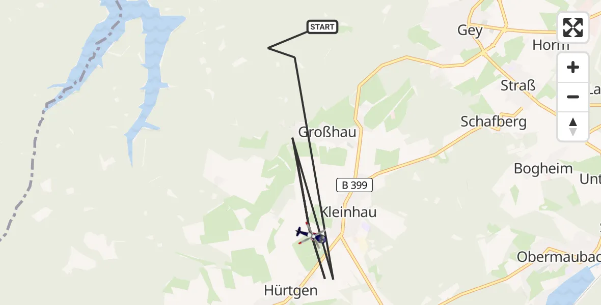 Flugroute Polizeihubschrauber Hürtgenwald - Hürtgenwald, 14 August 2026, 19:20