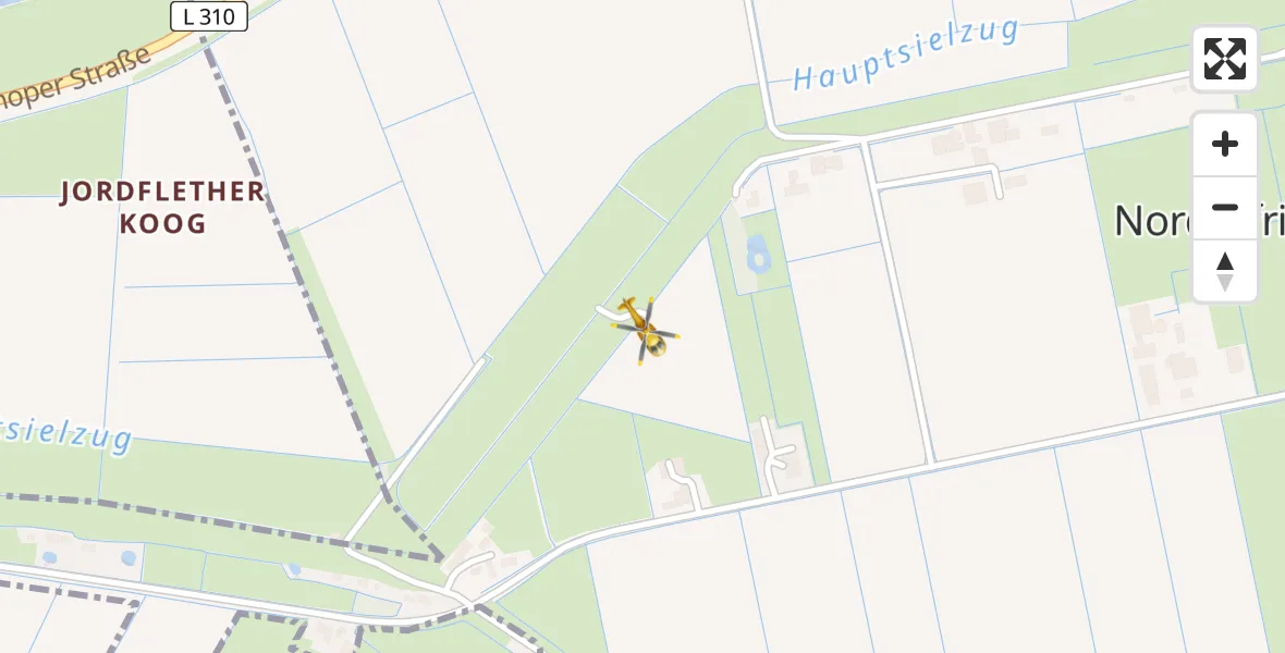 Flugroute Ambulanzhubschrauber Norderfriedrichskoog - Norderfriedrichskoog, 14 August 2026, 21:24