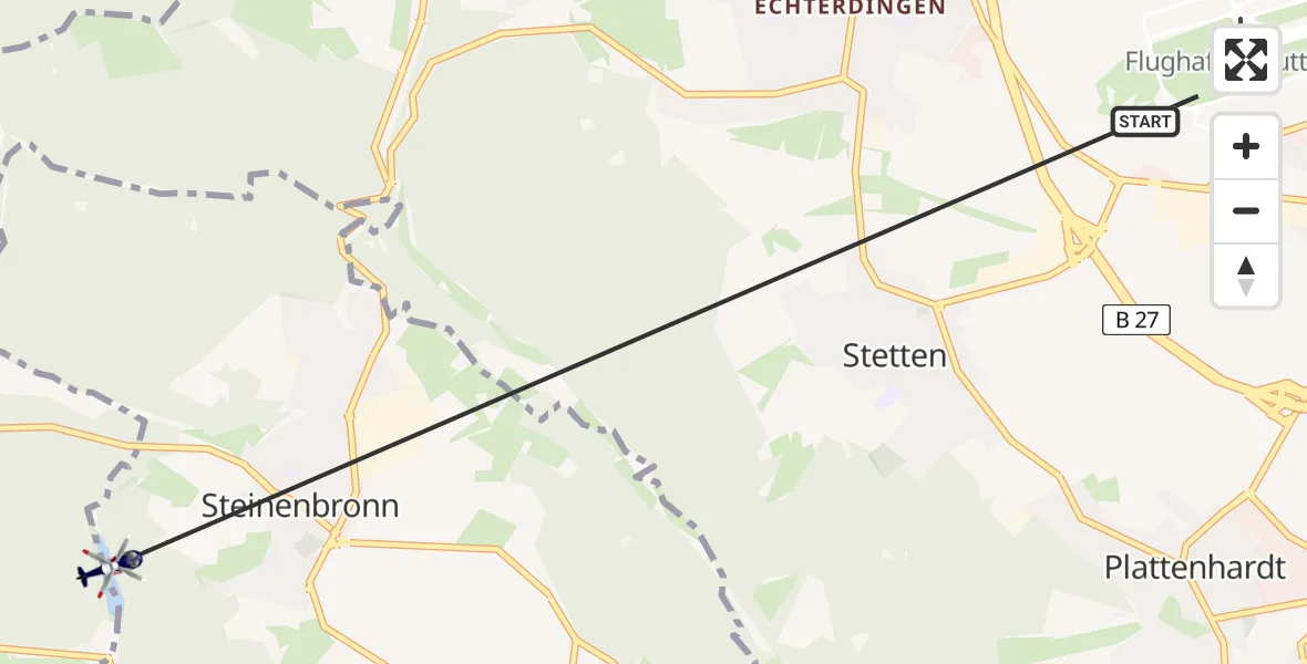 Flugroute Polizeihubschrauber Flughafen Stuttgart - Steinenbronn, 14 August 2026, 21:28