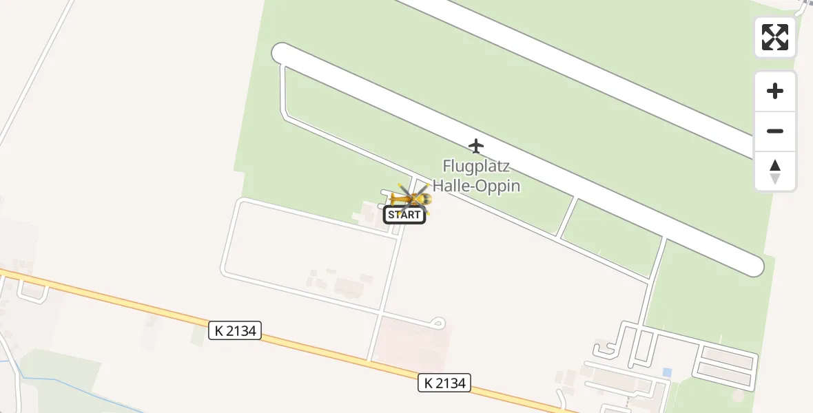 Flugroute Rettungshubschrauber Halle-Oppin Flugplatz - Halle-Oppin Flugplatz, 15 August 2026, 05:57