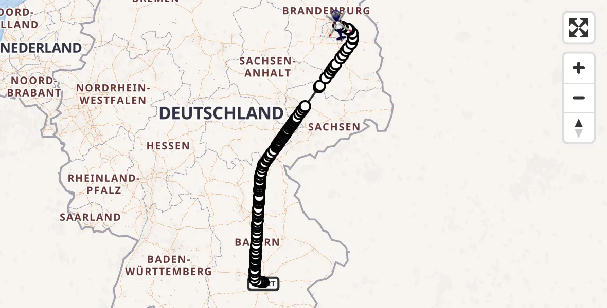 Flugroute Polizeihubschrauber Oberschleißheim - Ahrensfelde Hubschrauberlandeplatz, 15 August 2026, 06:54