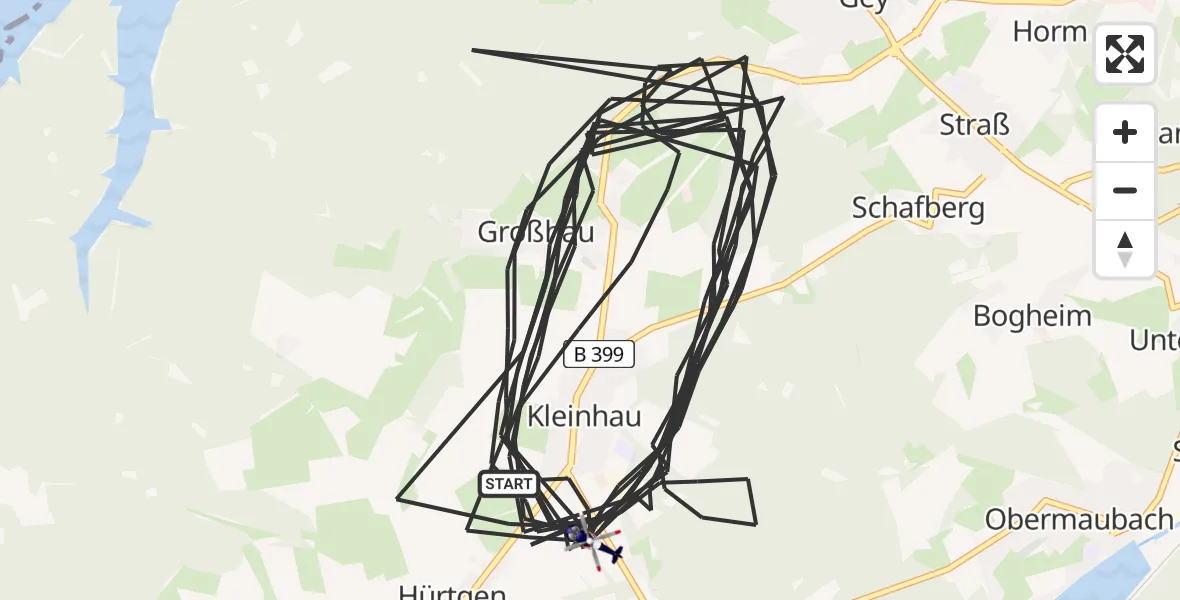 Flugroute Polizeihubschrauber Hürtgenwald - Hürtgenwald, 15 August 2026, 07:24