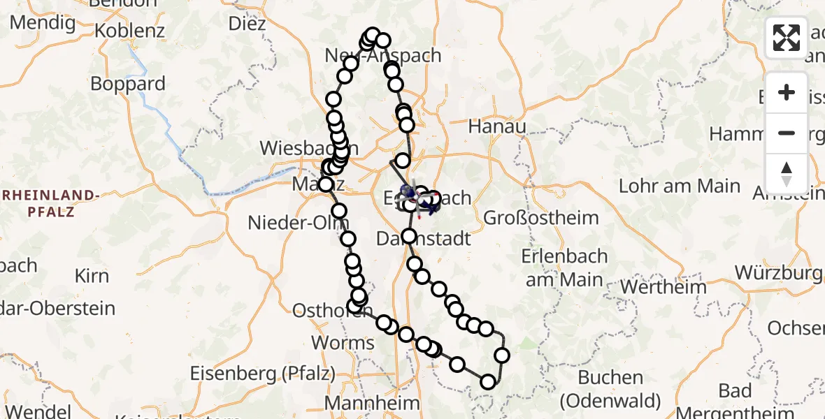 Flugroute Polizeihubschrauber Flughafen Frankfurt-Egelsbach - Flughafen Frankfurt-Egelsbach, 15 August 2026, 07:25