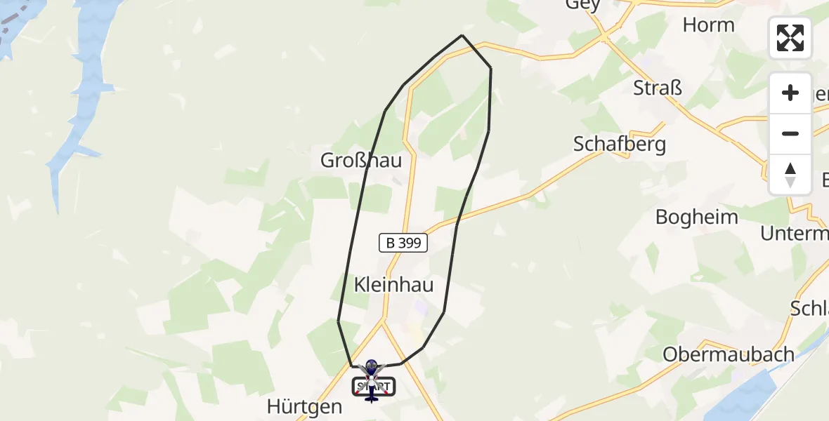 Flugroute Polizeihubschrauber Hürtgenwald - Hürtgenwald, 15 August 2026, 07:33