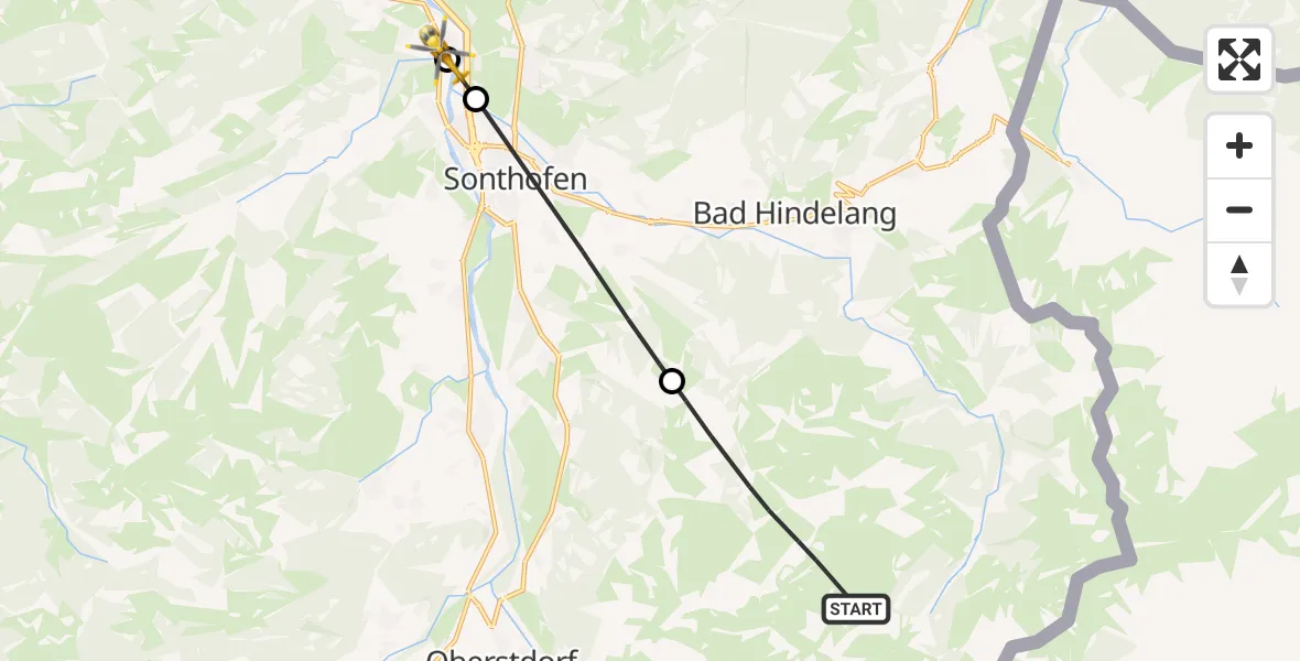 Flugroute Rettungshubschrauber Bad Hindelang - Blaichach, 15 August 2026, 07:36