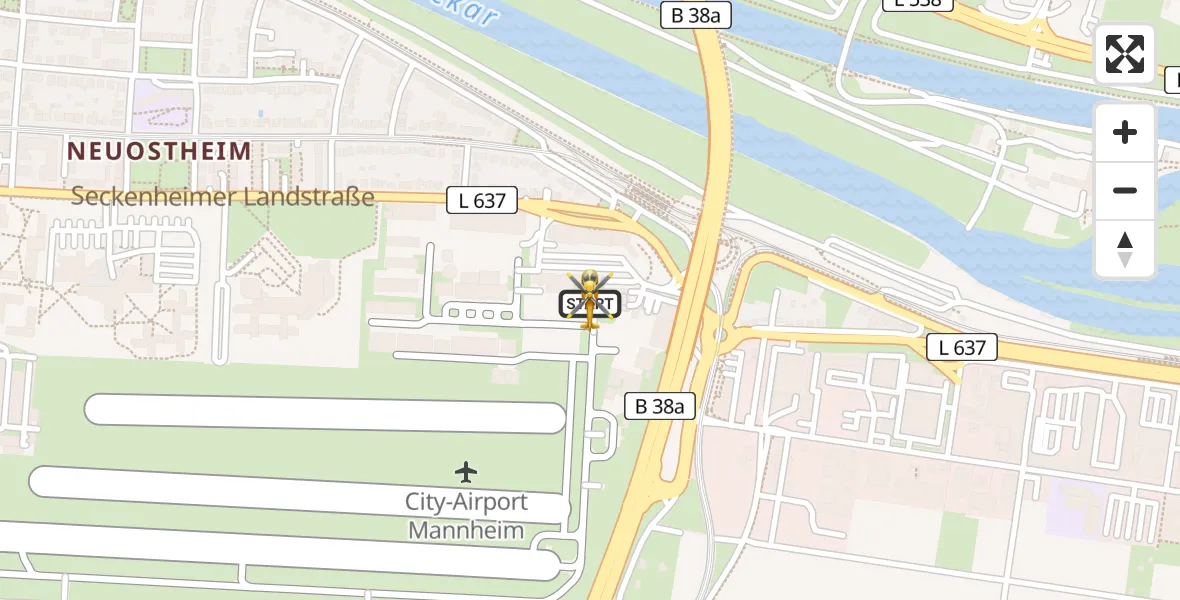 Flugroute Rettungshubschrauber Mannheim-City Flughafen - Mannheim-City Flughafen, 15 August 2026, 07:38