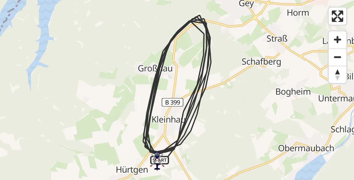Flugroute Polizeihubschrauber Hürtgenwald - Hürtgenwald, 15 August 2026, 07:56