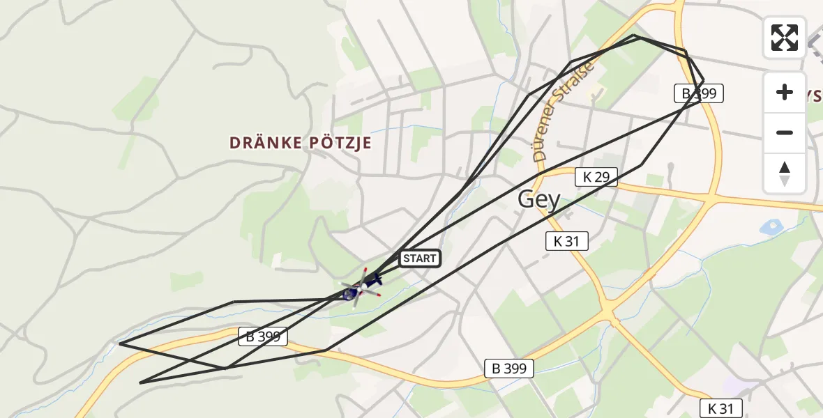 Flugroute Polizeihubschrauber Hürtgenwald - Hürtgenwald, 15 August 2026, 08:26