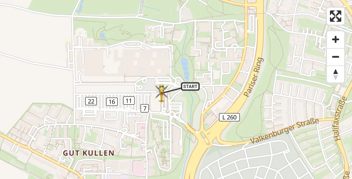 Flugroute Rettungshubschrauber Aachen Hospital - Aachen Hospital, 15 August 2026, 08:43