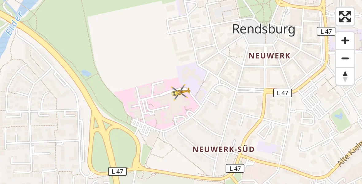 Flugroute Ambulanzhubschrauber Rendsburg - Rendsburg, 15 August 2026, 09:15