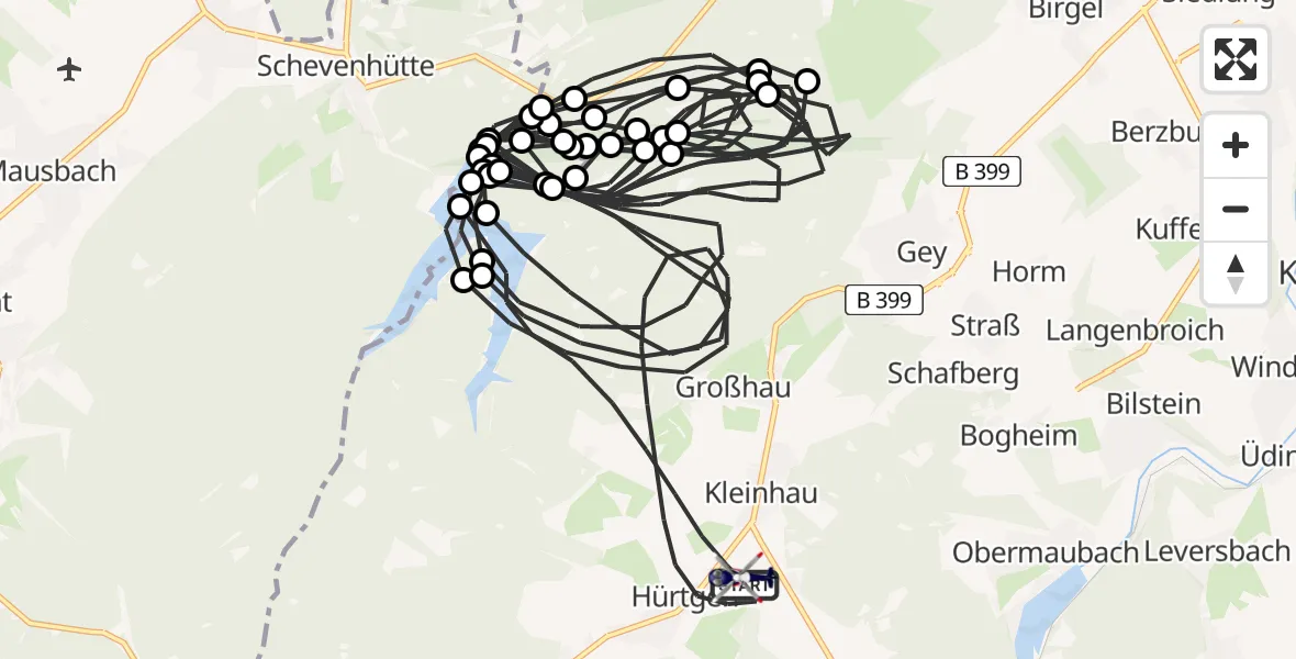 Flugroute Polizeihubschrauber Hürtgenwald - Hürtgenwald, 15 August 2026, 09:30
