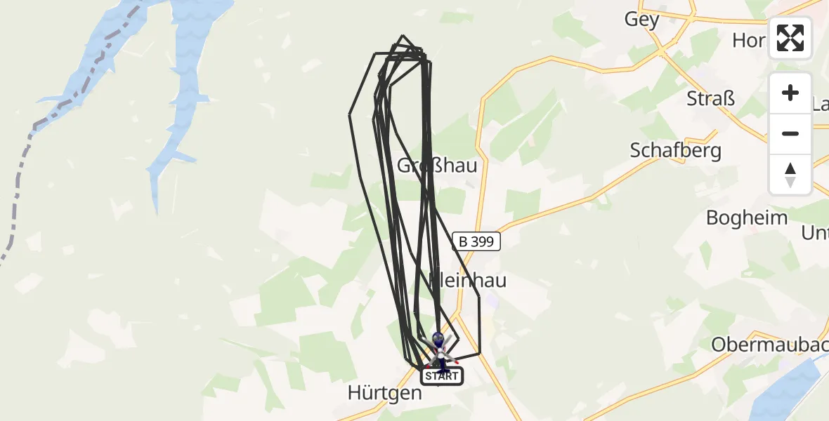 Flugroute Polizeihubschrauber Hürtgenwald - Hürtgenwald, 15 August 2026, 09:30