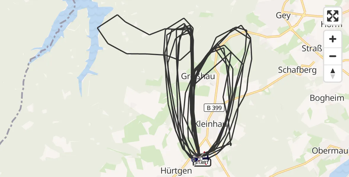 Flugroute Polizeihubschrauber Hürtgenwald - Hürtgenwald, 15 August 2026, 09:32