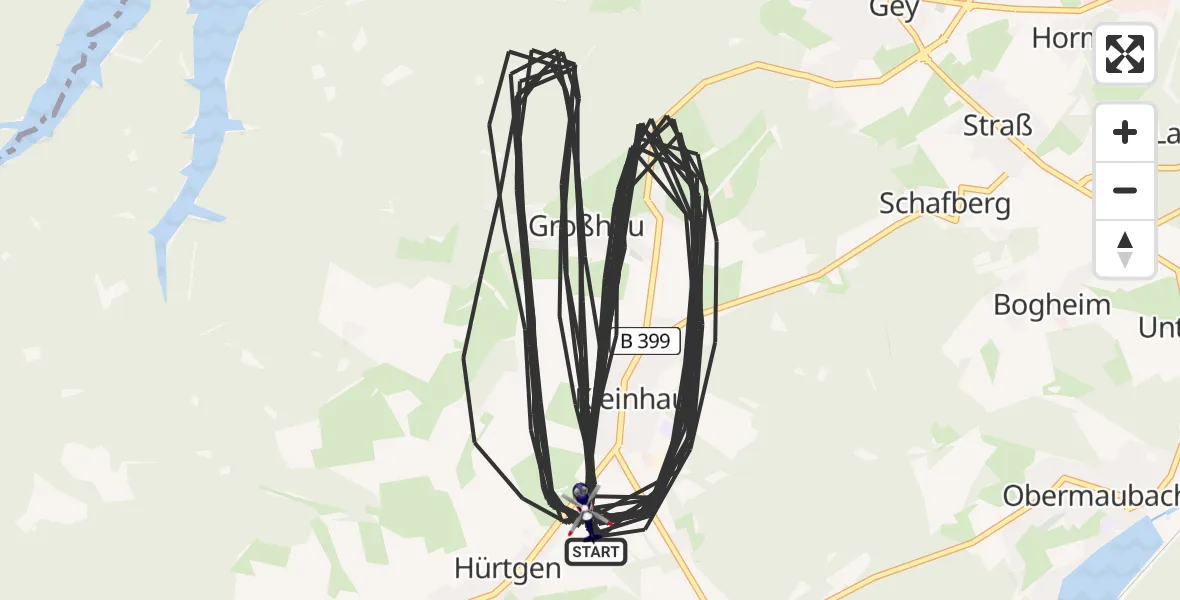 Flugroute Polizeihubschrauber Hürtgenwald - Hürtgenwald, 15 August 2026, 09:40
