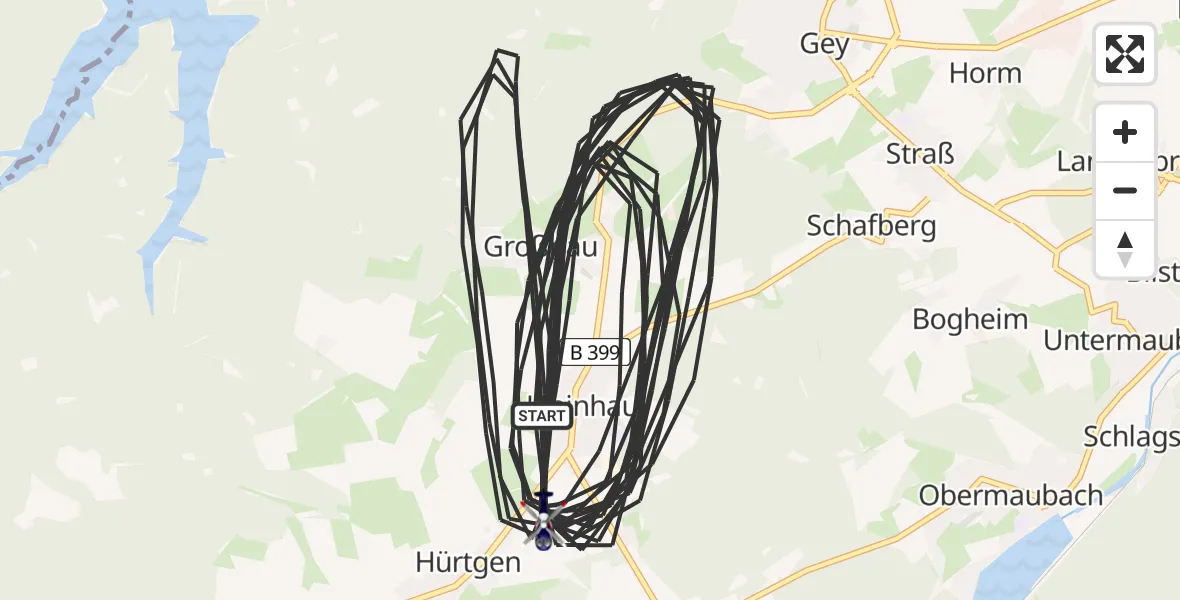 Flugroute Polizeihubschrauber Hürtgenwald - Hürtgenwald, 15 August 2026, 10:07
