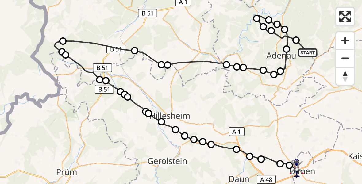 Flugroute Polizeihubschrauber Adenau - Ulmen, 15 August 2026, 10:12