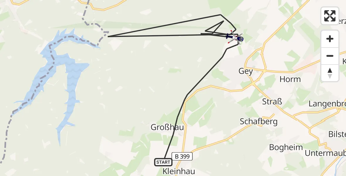 Flugroute Polizeihubschrauber Hürtgenwald - Hürtgenwald, 15 August 2026, 10:40