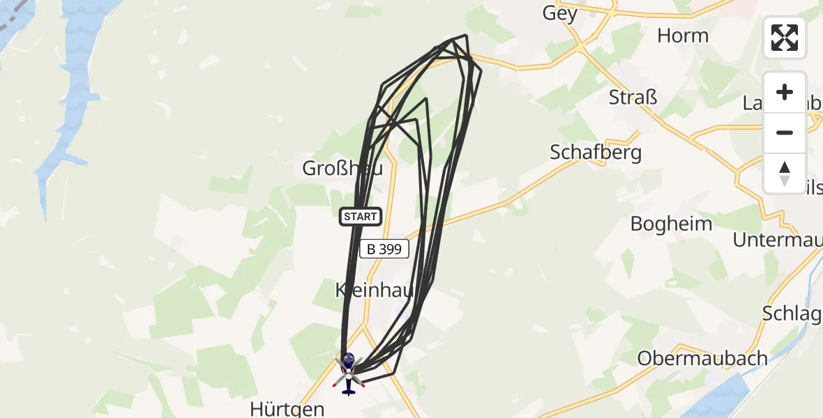 Flugroute Polizeihubschrauber Hürtgenwald - Hürtgenwald, 15 August 2026, 10:52