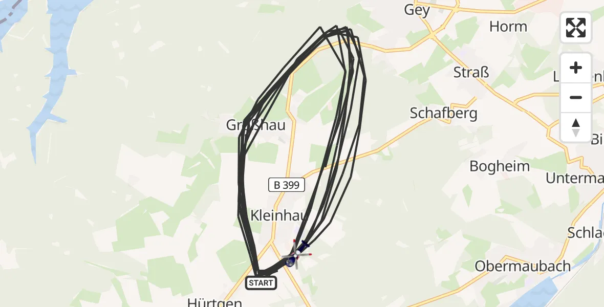 Flugroute Polizeihubschrauber Hürtgenwald - Hürtgenwald, 15 August 2026, 10:59