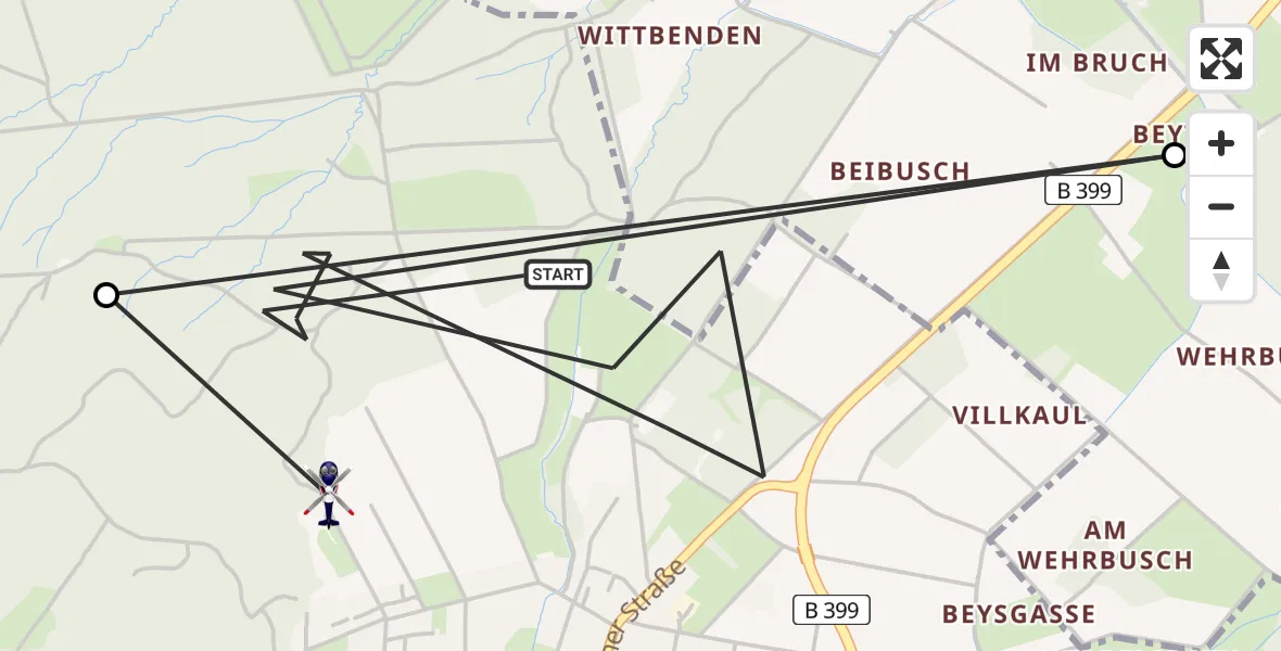 Flugroute Polizeihubschrauber Hürtgenwald - Hürtgenwald, 15 August 2026, 11:11
