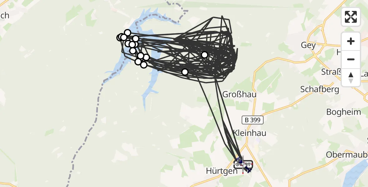 Flugroute Polizeihubschrauber Hürtgenwald - Hürtgenwald, 15 August 2026, 11:25