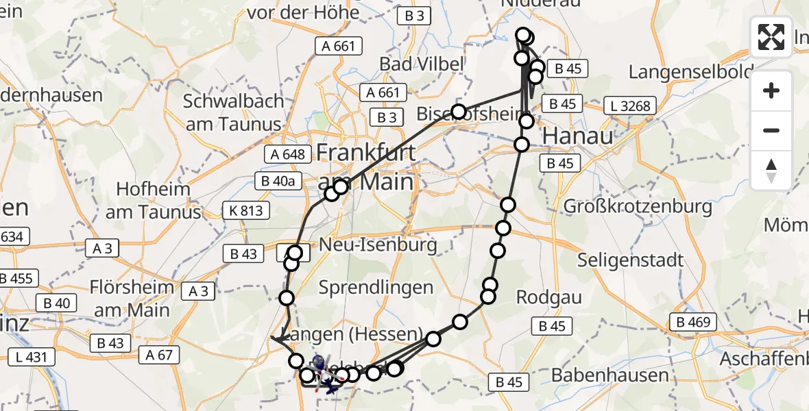 Flugroute Polizeihubschrauber Flughafen Frankfurt-Egelsbach - Flughafen Frankfurt-Egelsbach, 15 August 2026, 11:58