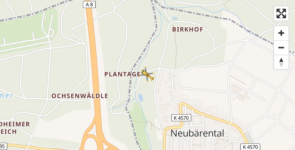 Flugroute Rettungshubschrauber Pforzheim - Pforzheim, 15 August 2026, 11:59