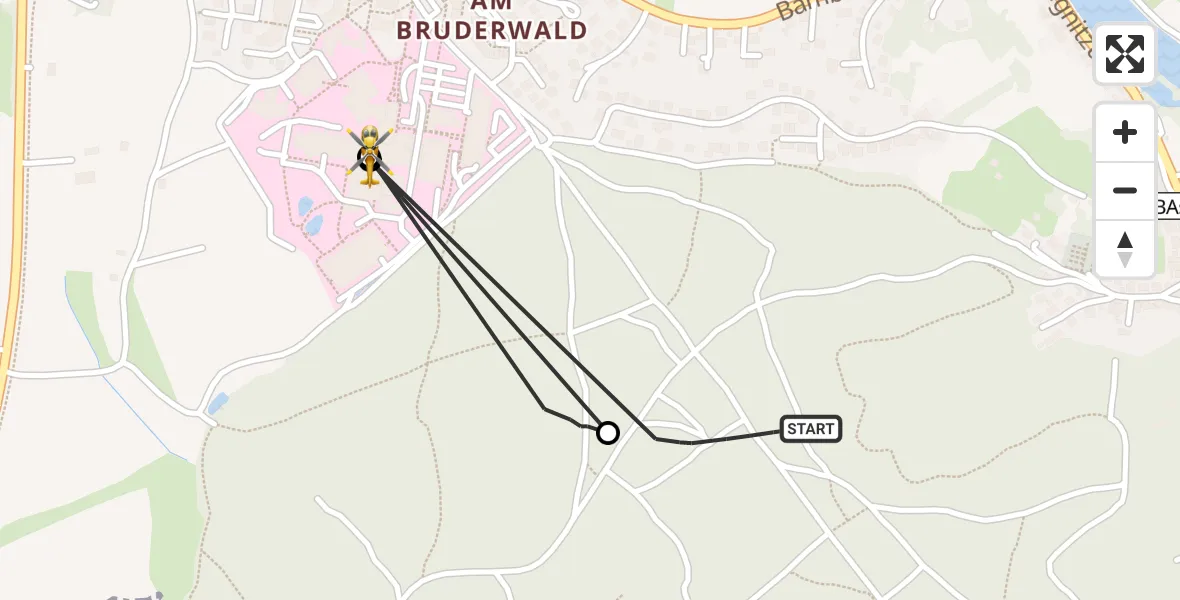 Flugroute Ambulanzhubschrauber Bamberg - Bamberg Hospital, 15 August 2026, 12:06