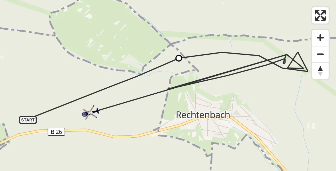Flugroute Polizeihubschrauber Forst Lohrerstraße - Forst Lohrerstraße, 15 August 2026, 12:10