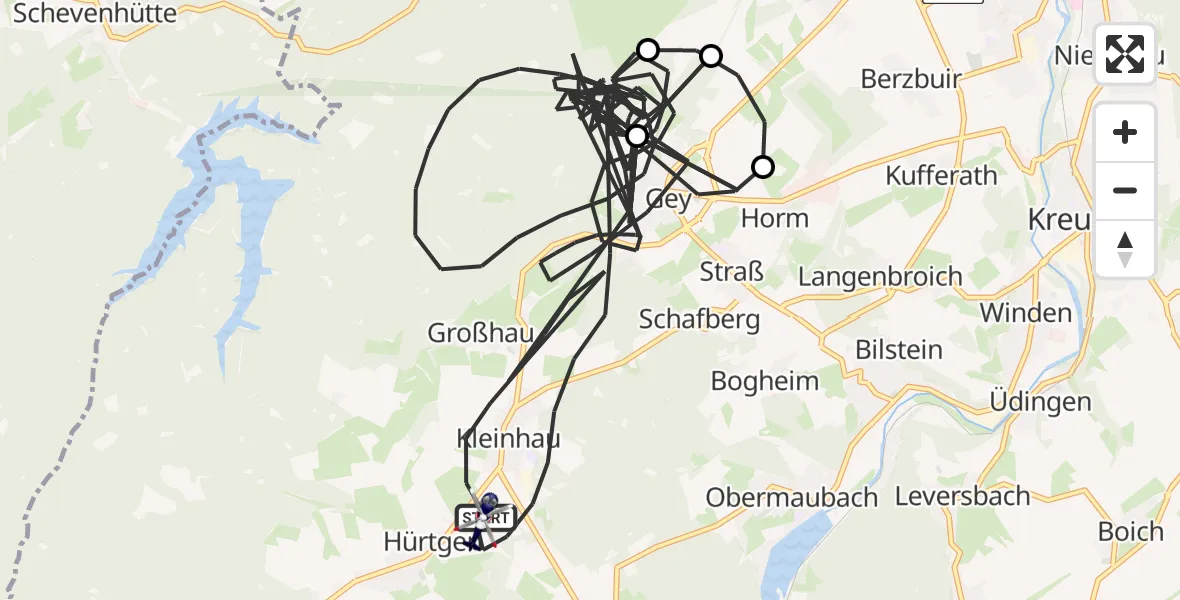 Flugroute Polizeihubschrauber Hürtgenwald - Hürtgenwald, 15 August 2026, 12:11
