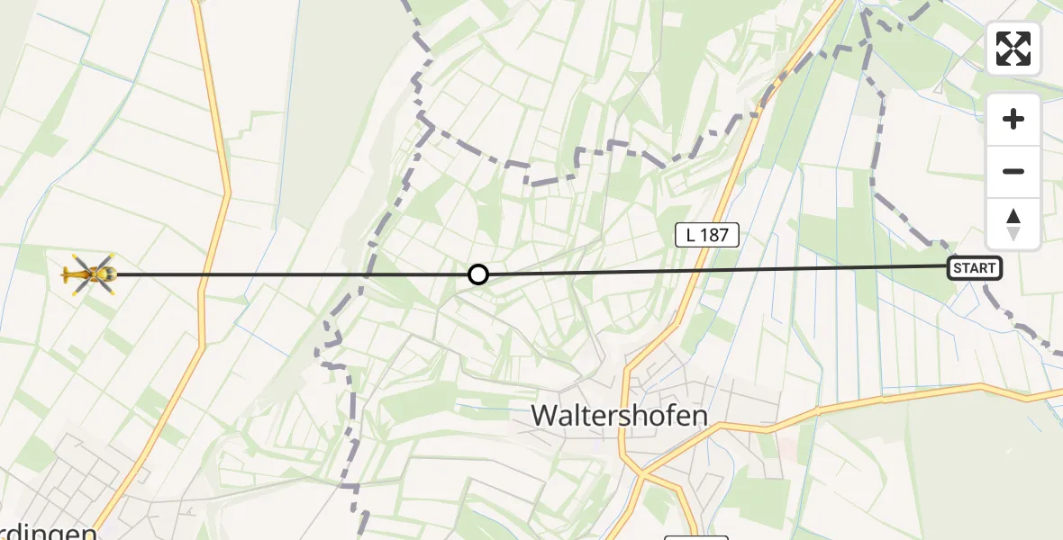 Flugroute Ambulanzhubschrauber Umkirch - Merdingen, 15 August 2026, 12:14