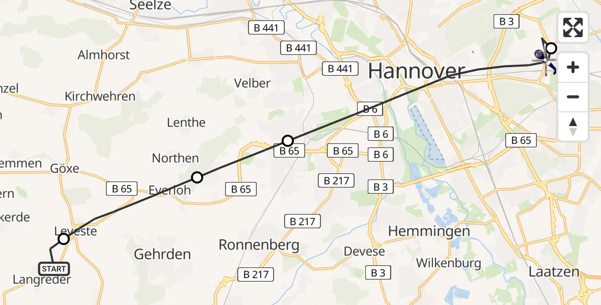 Flugroute Polizeihubschrauber Barsinghausen - Hannover, 15 August 2026, 12:23
