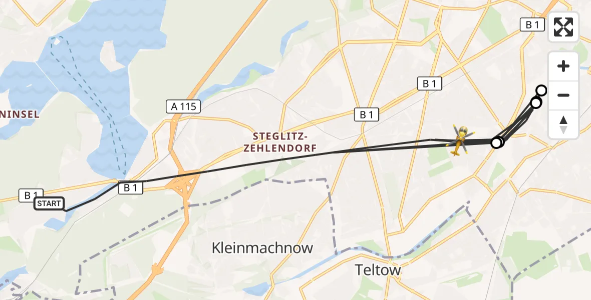 Flugroute Rettungshubschrauber Berlin - Berlin, 15 August 2026, 12:28