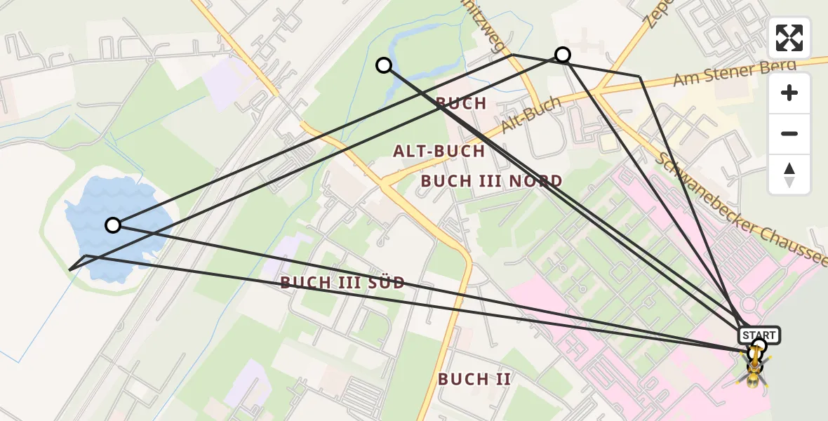 Flugroute Rettungshubschrauber Helios Clinic Berlin-Buch - Helios Clinic Berlin-Buch, 15 August 2026, 13:16