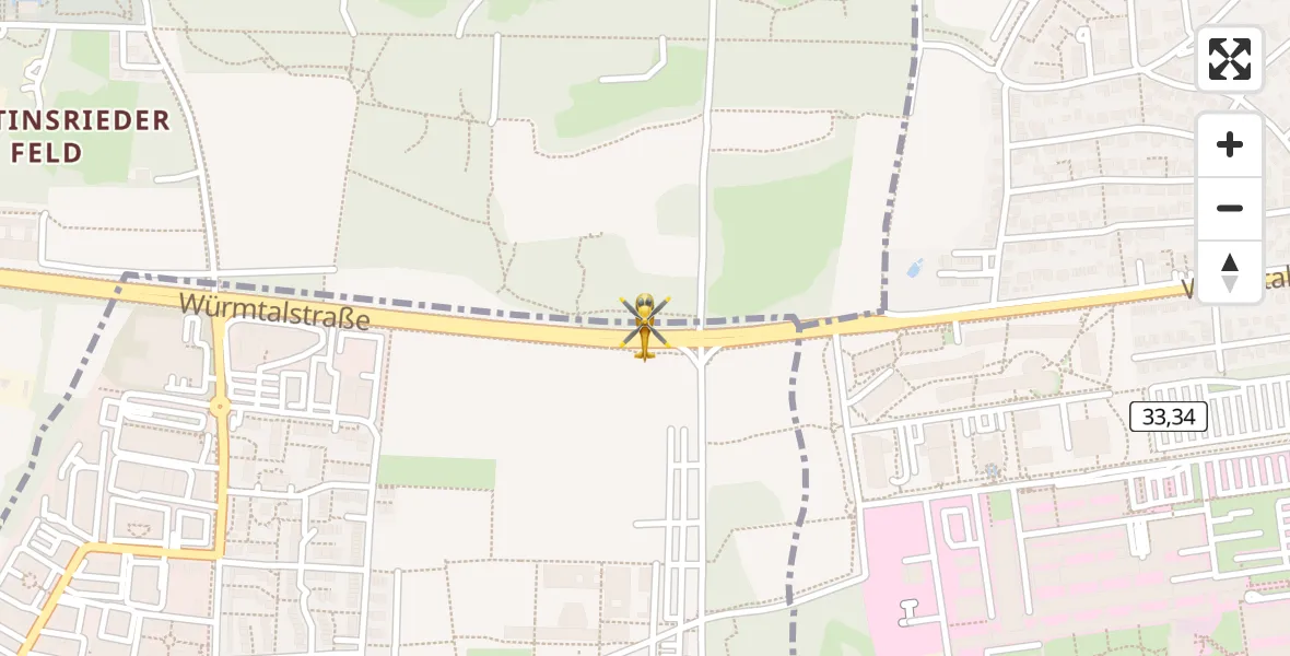 Flugroute Rettungshubschrauber Planegg - Planegg, 15 August 2026, 13:23