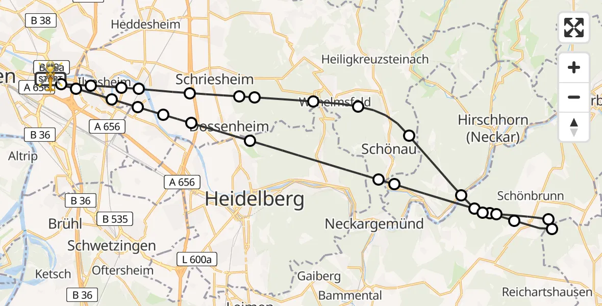 Flugroute Rettungshubschrauber Mannheim-City Flughafen - Mannheim-City Flughafen, 15 August 2026, 13:23