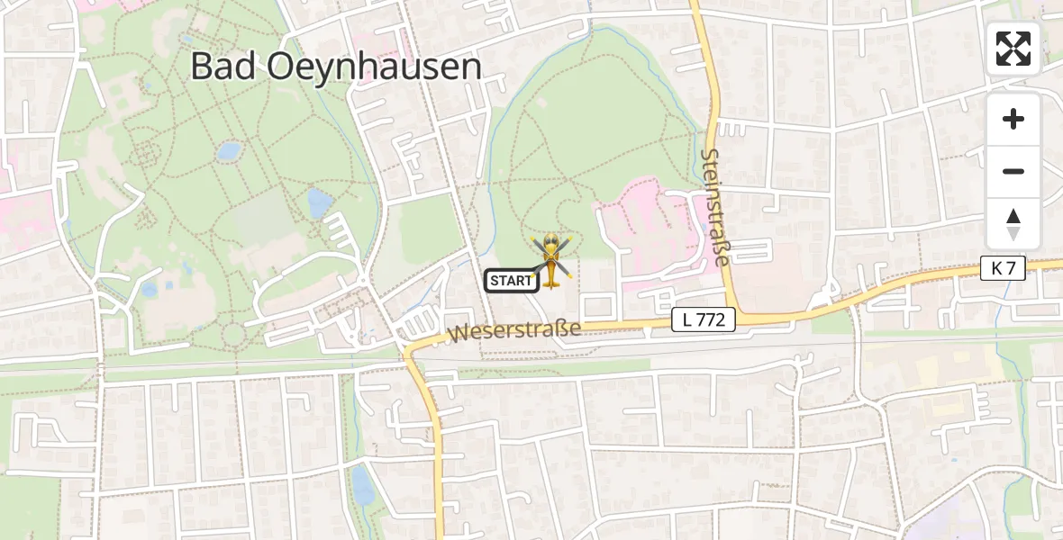 Flugroute Rettungshubschrauber Bad Oeynhausen - Bad Oeynhausen, 15 August 2026, 13:34