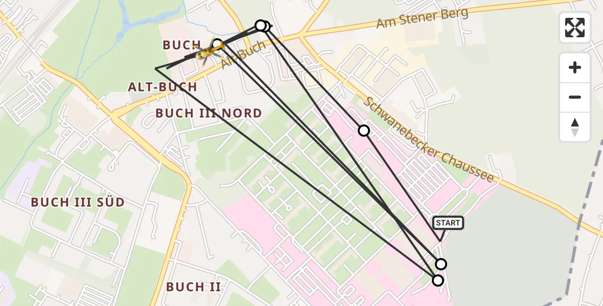 Flugroute Rettungshubschrauber Helios Clinic Berlin-Buch - Berlin, 15 August 2026, 14:13