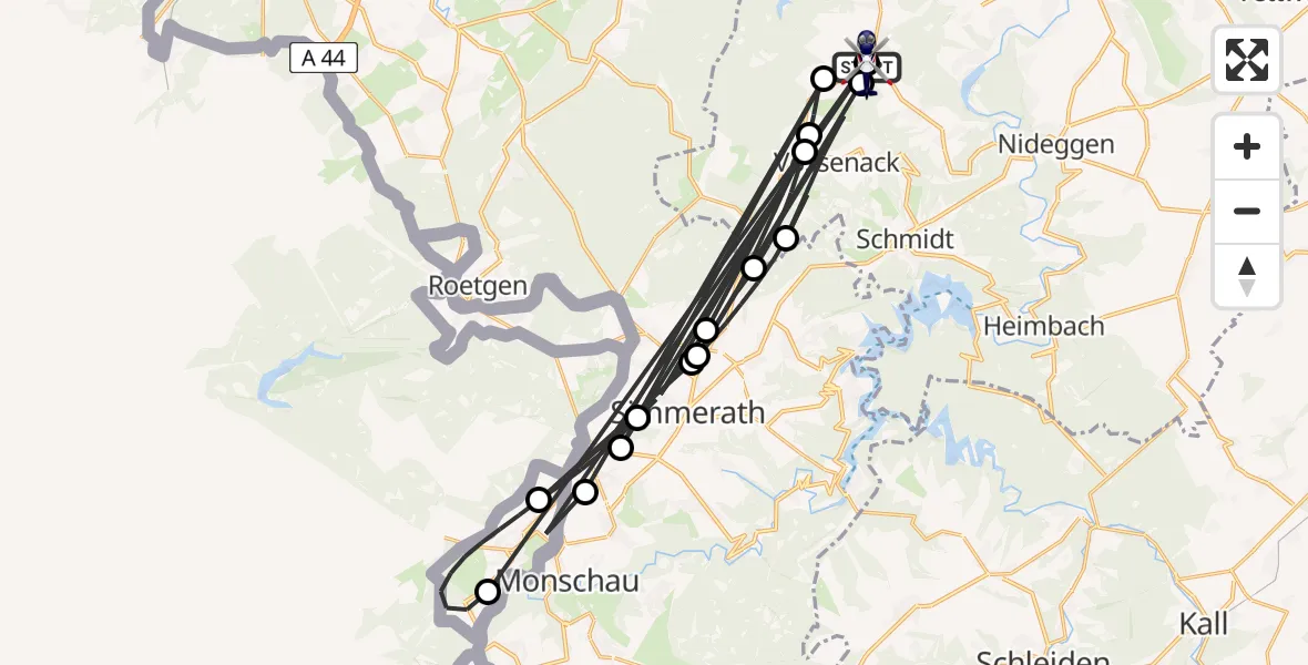 Flugroute Polizeihubschrauber Hürtgenwald - Hürtgenwald, 15 August 2026, 14:46