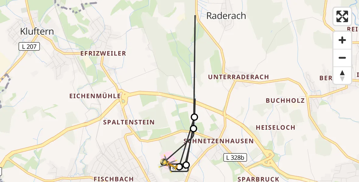 Flugroute Rettungshubschrauber Friedrichshafen Hospital - Friedrichshafen Hospital, 15 August 2026, 14:51