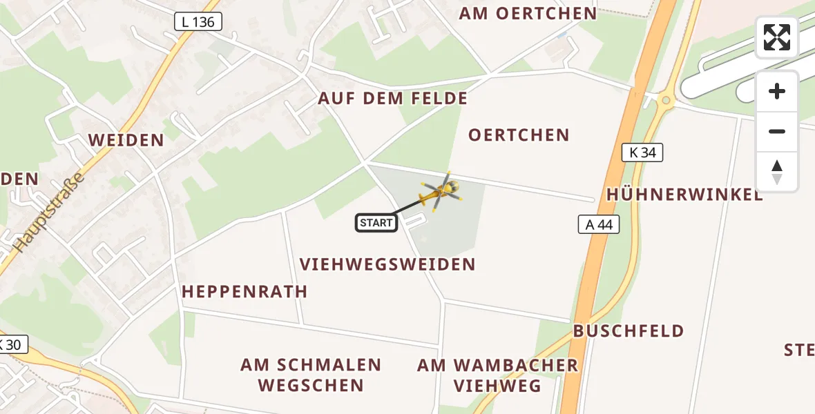 Flugroute Rettungshubschrauber Würselen - Würselen, 15 August 2026, 14:56