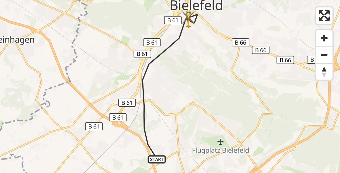 Flugroute Rettungshubschrauber Bielefeld - Bielefeld, 15 August 2026, 15:09